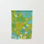 Green, Turquoise, and White Retro Flower Design Pattern Wall Hanging Gallery Image 1