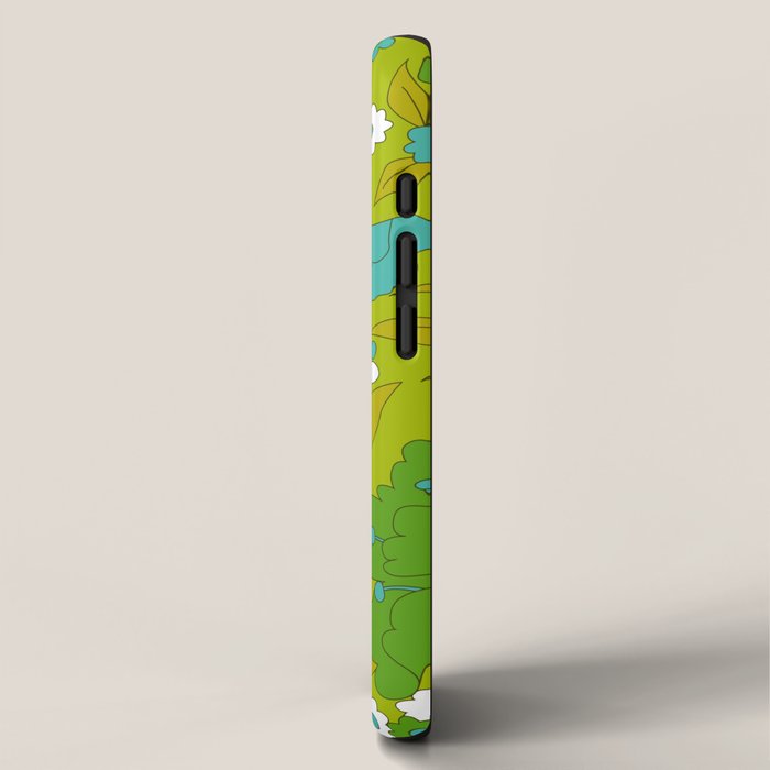 Green, Turquoise, and White Retro Flower Design Pattern iPhone Case Gallery Image 2