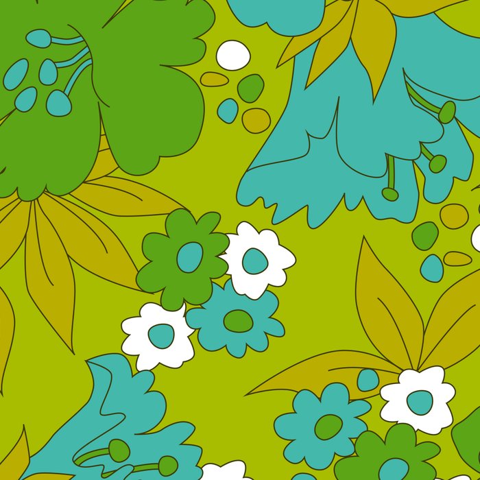 Green, Turquoise, and White Retro Flower Design Pattern Coffee Mug Gallery Image 2