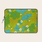 Green, Turquoise, and White Retro Flower Design Pattern Laptop Sleeve Gallery Image 1
