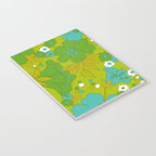Green, Turquoise, and White Retro Flower Design Pattern Notebook Gallery Image 3