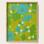 Green, Turquoise, and White Retro Flower Design Pattern Serving Tray Gallery Image 1