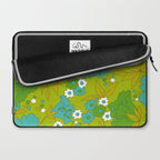 Green, Turquoise, and White Retro Flower Design Pattern Laptop Sleeve Gallery Image 2