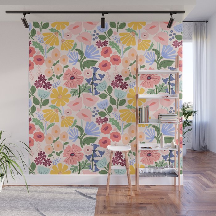 Meadow muse - pink Wall Mural Gallery Image 1