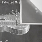 Acoustic Guitar Patent - Guitar Player Music Lover Art - Black Chalkboard Wall Tapestry Gallery Image 3