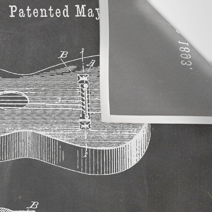 Acoustic Guitar Patent - Guitar Player Music Lover Art - Black Chalkboard Wall Tapestry Gallery Image 3