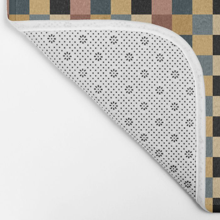 Checkered Multicolor Pattern XI Retro Midcentury Bath Mat Gallery Image 2