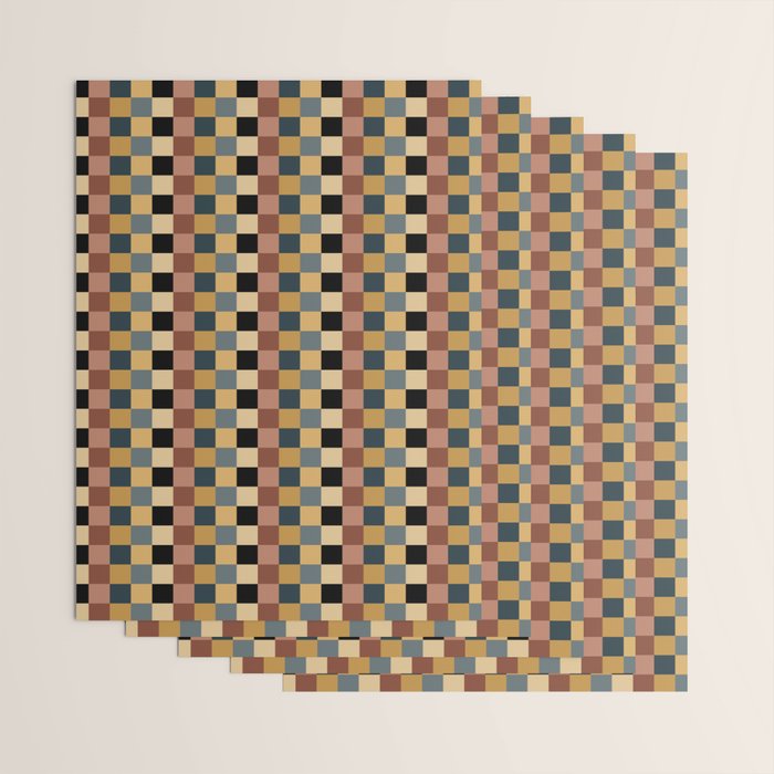 Checkered Multicolor Pattern XI Retro Midcentury Wrapping Paper Gallery Image 3