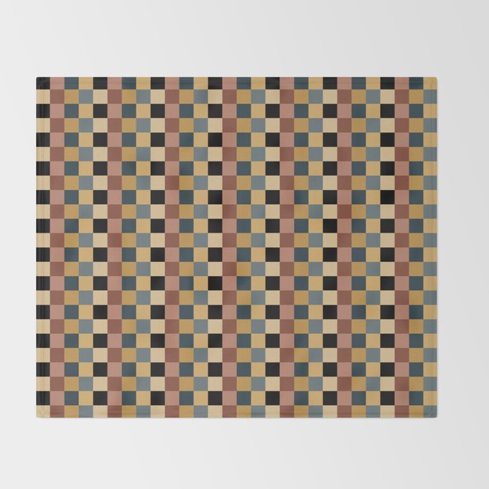 Checkered Multicolor Pattern XI Retro Midcentury Throw Blanket Gallery Image 2