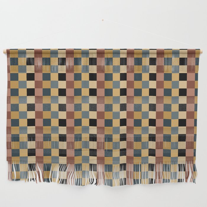 Checkered Multicolor Pattern XI Retro Midcentury Wall Hanging Gallery Image 1