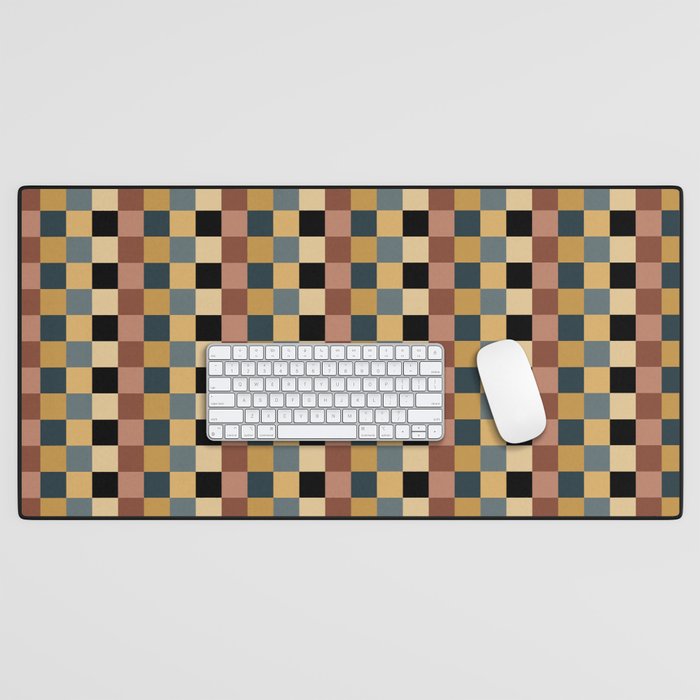 Checkered Multicolor Pattern XI Retro Midcentury Desk Mat Gallery Image 1