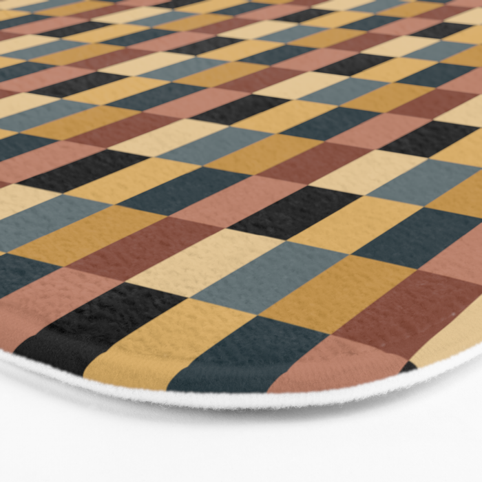 Checkered Multicolor Pattern XI Retro Midcentury Bath Mat Gallery Image 3