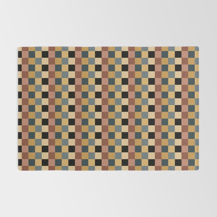 Checkered Multicolor Pattern XI Retro Midcentury Rug Gallery Image 2