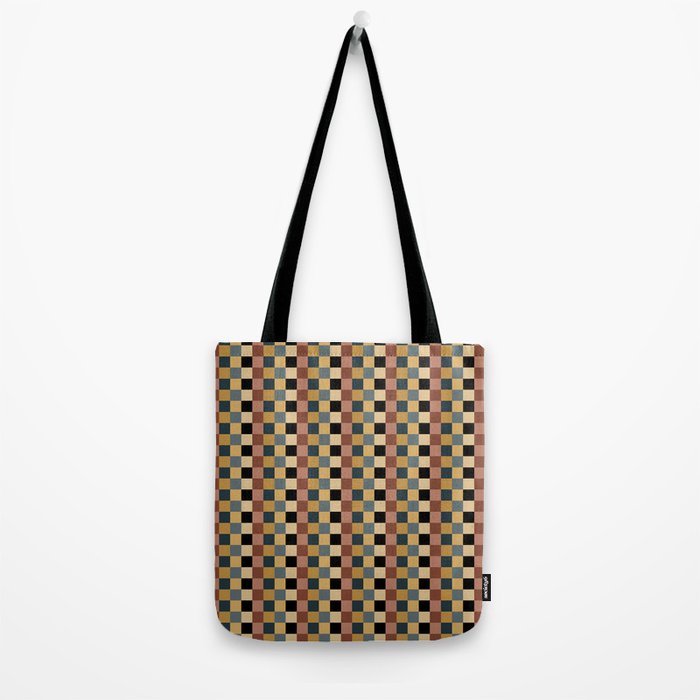 Checkered Multicolor Pattern XI Retro Midcentury Tote Bag Gallery Image 2