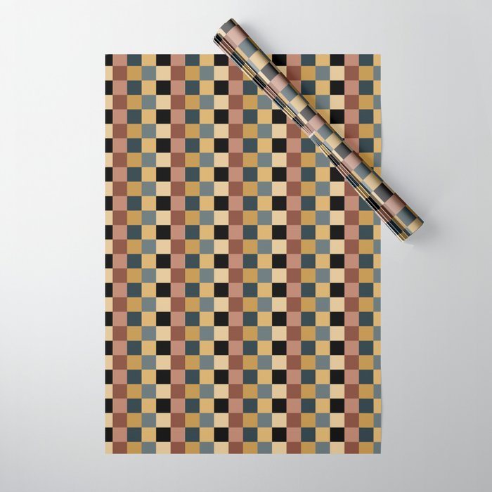 Checkered Multicolor Pattern XI Retro Midcentury Wrapping Paper Gallery Image 1