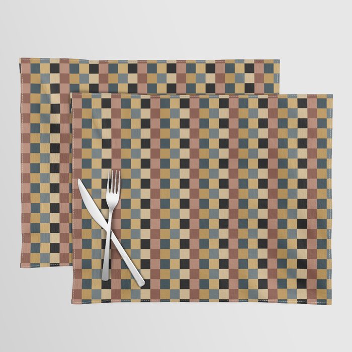 Checkered Multicolor Pattern XI Retro Midcentury Placemat Gallery Image 1