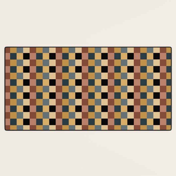 Checkered Multicolor Pattern XI Retro Midcentury Desk Mat Gallery Image 3