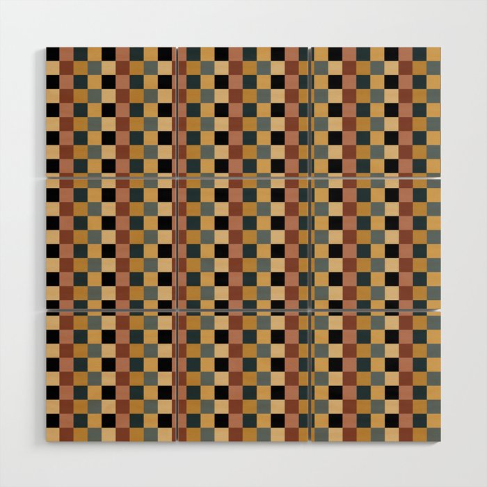 Checkered Multicolor Pattern XI Retro Midcentury Wood Wall Art Gallery Image 1