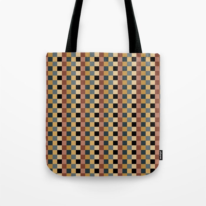 Checkered Multicolor Pattern XI Retro Midcentury Tote Bag Gallery Image 1
