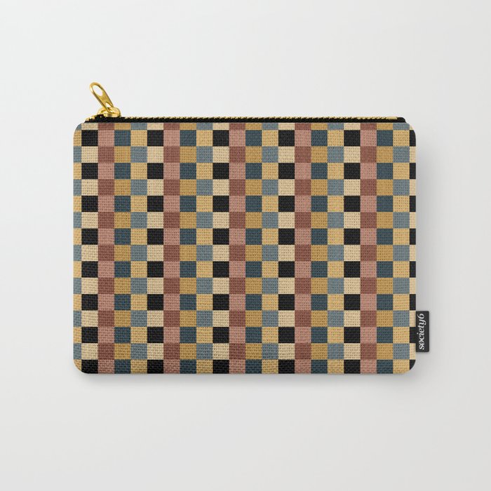 Checkered Multicolor Pattern XI Retro Midcentury Carry All Pouch Gallery Image 1