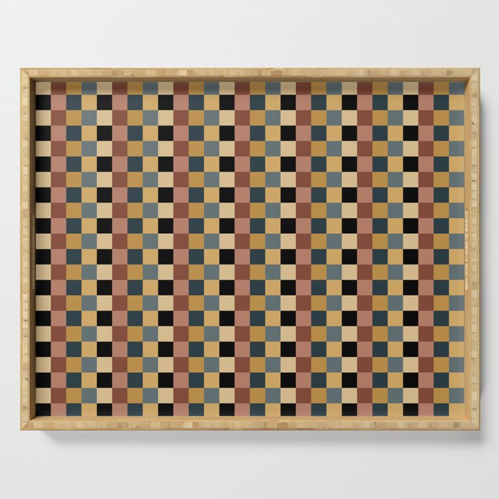Checkered Multicolor Pattern XI Retro Midcentury Serving Tray Gallery Image 1