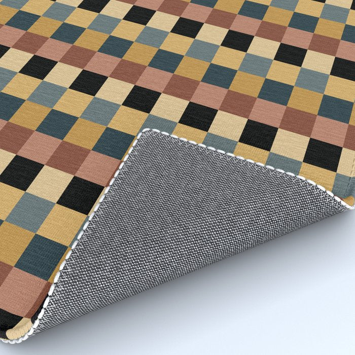 Checkered Multicolor Pattern XI Retro Midcentury Rug Gallery Image 4