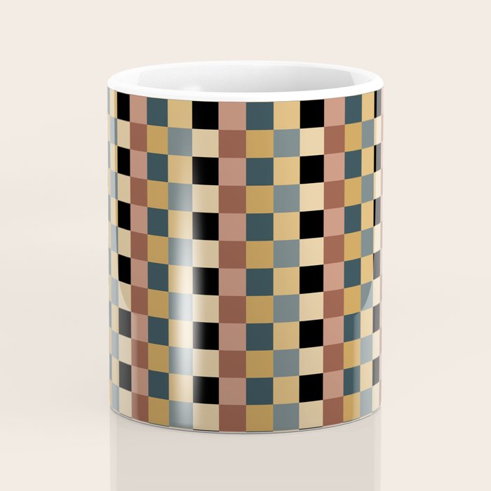 Checkered Multicolor Pattern XI Retro Midcentury Coffee Mug Gallery Image 4