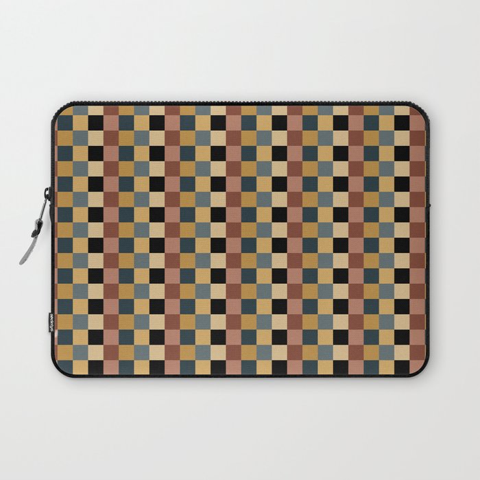 Checkered Multicolor Pattern XI Retro Midcentury Laptop Sleeve Gallery Image 1