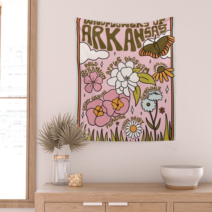 Arkansas Wildflowers Wall Tapestry Gallery Image 2