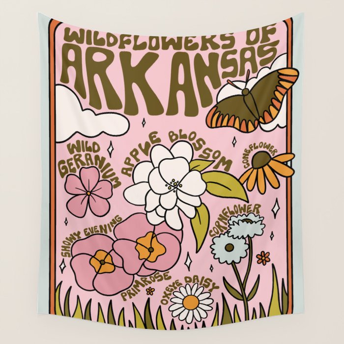 Arkansas Wildflowers Wall Tapestry Gallery Image 1