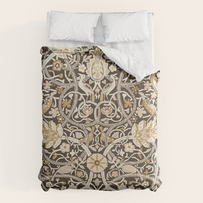 William Morris Bullerswood Charcoal Mustard Comforter Gallery Image 6