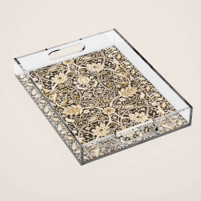 William Morris Bullerswood Charcoal Mustard Acrylic Tray Gallery Image 1