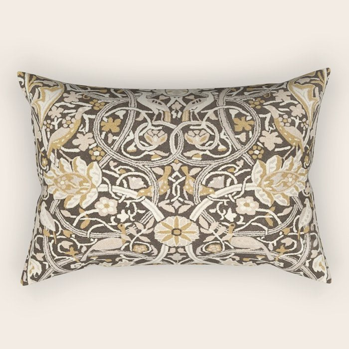 William Morris Bullerswood Charcoal Mustard Rectangular Pillow Gallery Image 1