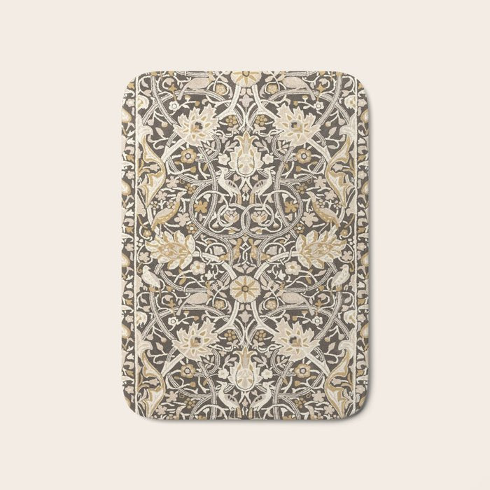 William Morris Bullerswood Charcoal Mustard Bath Mat Gallery Image 1