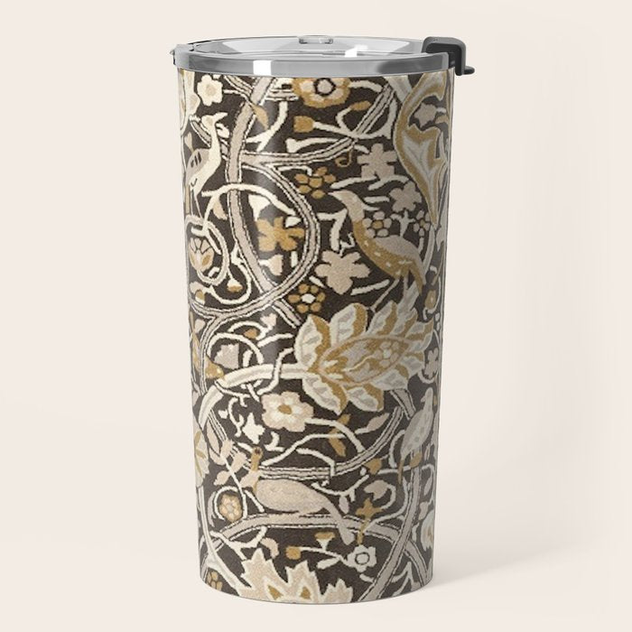 William Morris Bullerswood Charcoal Mustard Travel Mug Gallery Image 2