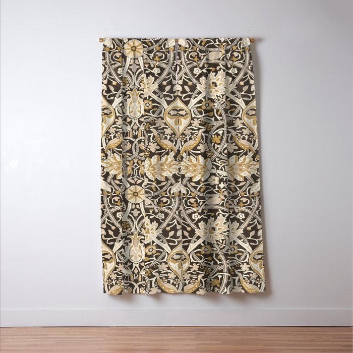 William Morris Bullerswood Charcoal Mustard Window Curtain Gallery Image 3