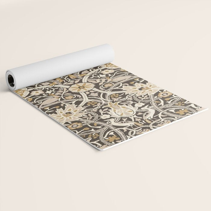 William Morris Bullerswood Charcoal Mustard Yoga Mat Gallery Image 2