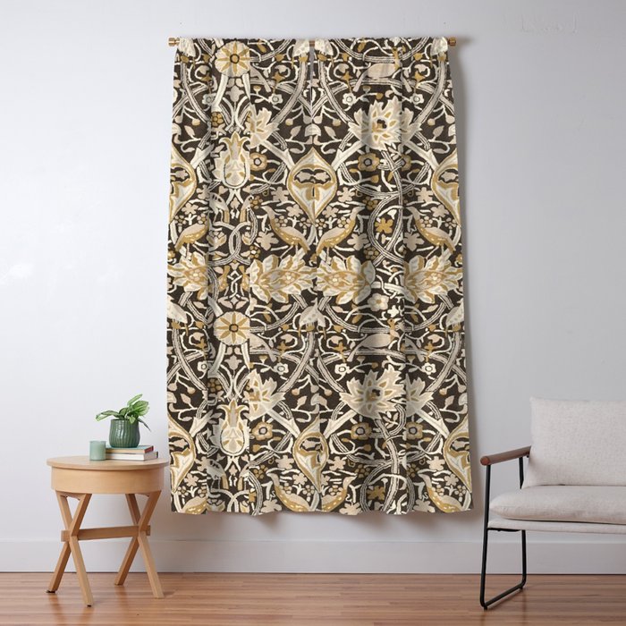 William Morris Bullerswood Charcoal Mustard Window Curtain Gallery Image 5