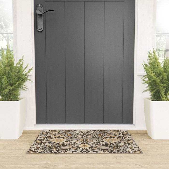 William Morris Bullerswood Charcoal Mustard Welcome Mat Gallery Image 3