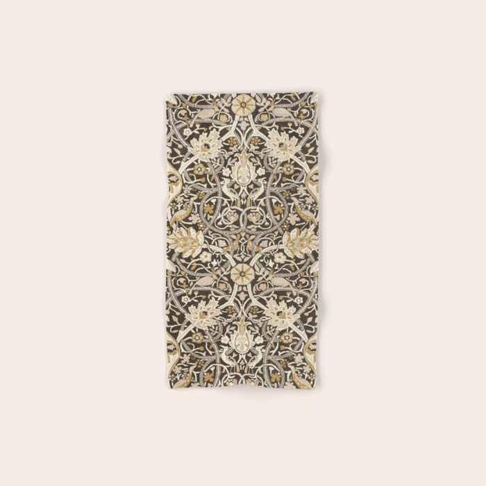 William Morris Bullerswood Charcoal Mustard Bath Towel Gallery Image 1