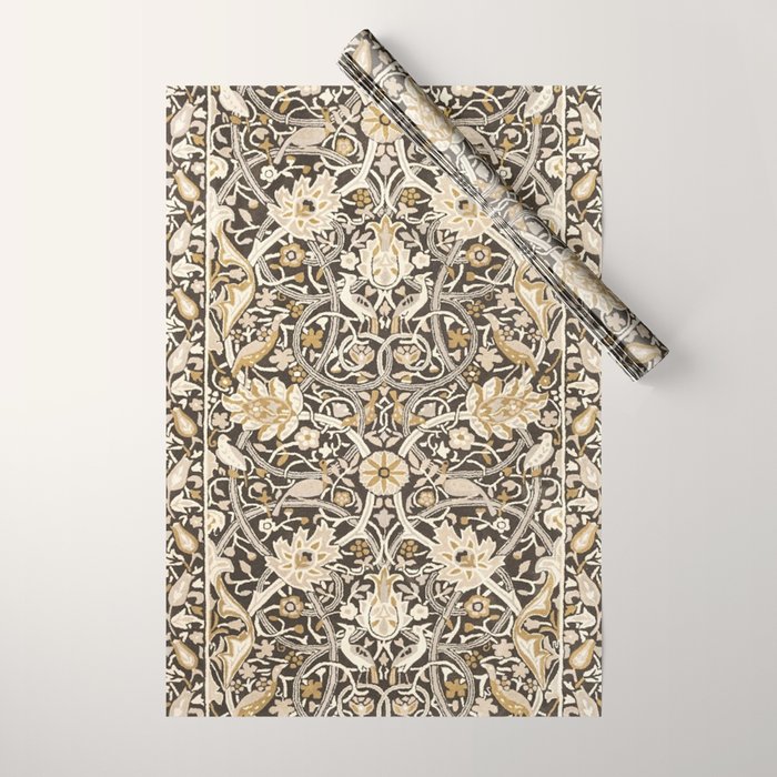 William Morris Bullerswood Charcoal Mustard Wrapping Paper Gallery Image 1