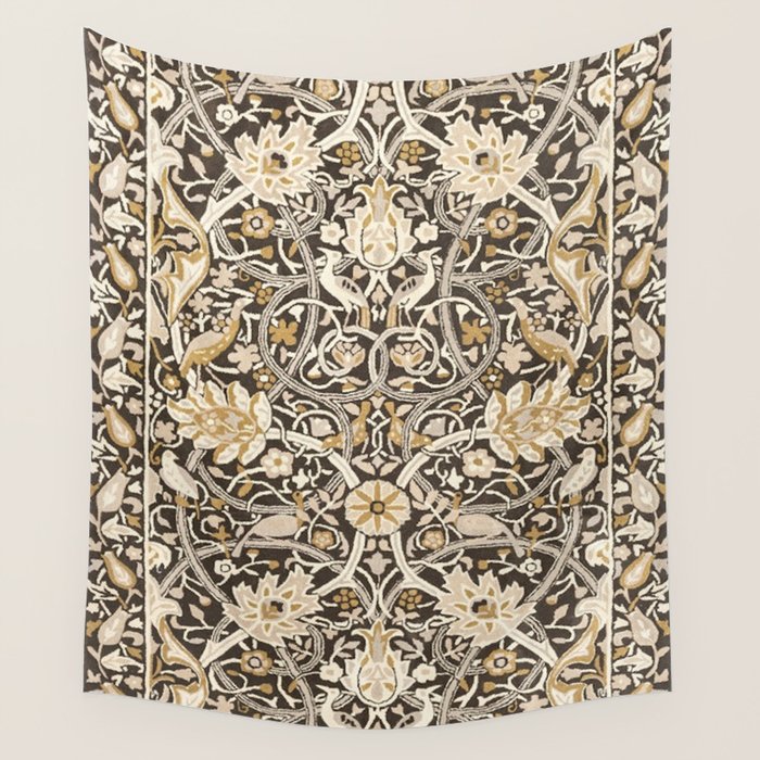 William Morris Bullerswood Charcoal Mustard Wall Tapestry Gallery Image 4
