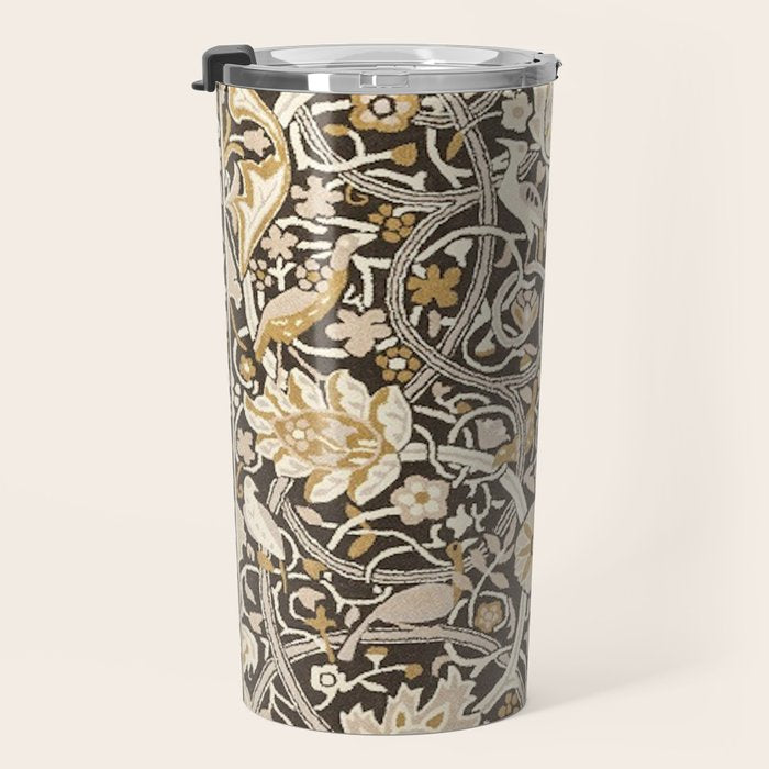 William Morris Bullerswood Charcoal Mustard Travel Mug Gallery Image 3
