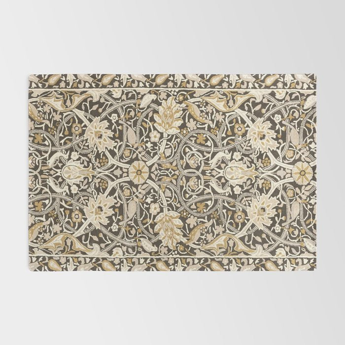 William Morris Bullerswood Charcoal Mustard Rug Gallery Image 2