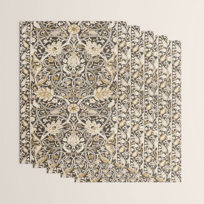 William Morris Bullerswood Charcoal Mustard Wrapping Paper Gallery Image 3