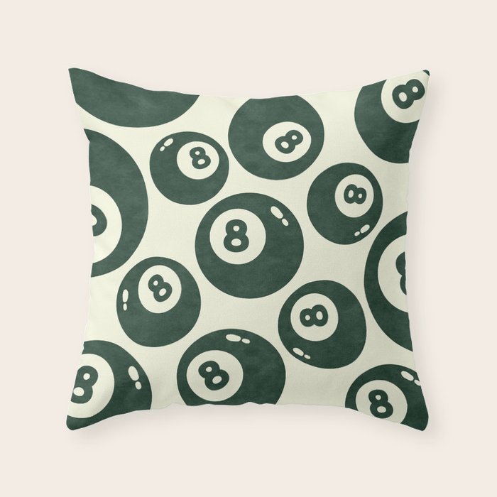 The 8 Ball Clubhouse Old Money Green Throw Pillow Gallery Image 6