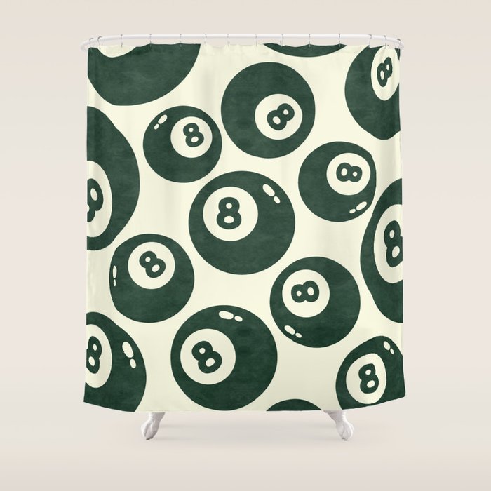 The 8 Ball Clubhouse Old Money Green Shower Curtain Gallery Image 1