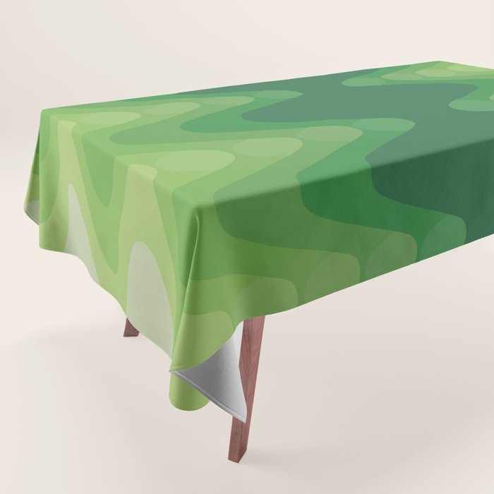 Retro 1970s Style Sonic Wave Pattern 230 Green Tablecloth Gallery Image 1