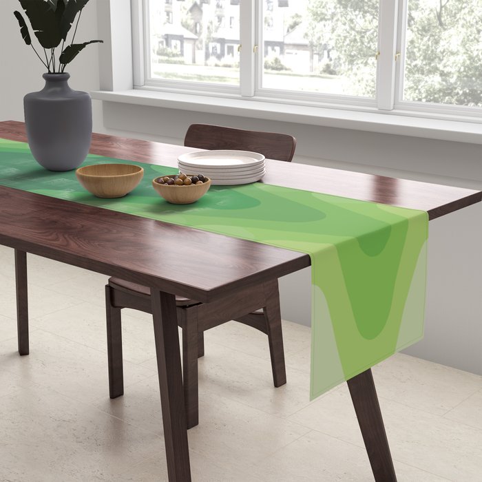 Retro 1970s Style Sonic Wave Pattern 230 Green Table Runner Gallery Image 2