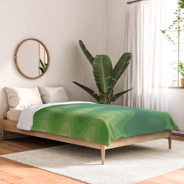 Retro 1970s Style Sonic Wave Pattern 230 Green Comforter Gallery Image 2